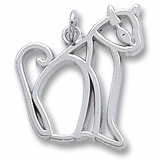 14K White Gold Flat Sitting Cat Charm by Rembrandt Charms