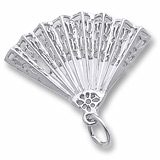 Rembrandt Hand Fan Charm, Sterling Silver
