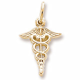 Rembrandt Small Caduceus Charm, 10K Yellow Gold