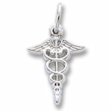 Rembrandt Small Caduceus Charm, Sterling Silver