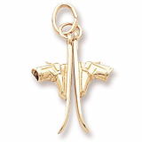 Rembrandt Pair of Skis Charm, 10K Yellow Gold