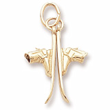 Rembrandt Pair of Skis Charm, 14K Yellow Gold