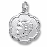 14K White Gold Boy's Head Scalloped Disc Charm by Rembrandt Charms
