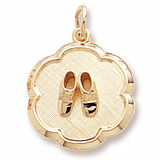 Gold Plate Baby Booties Scalloped Charm by Rembrandt Charms