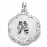 14K White Gold Baby Booties Scalloped Charm by Rembrandt Charms