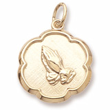 14K Gold Praying Hands Scalloped Charm by Rembrandt Charms