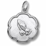 14K White Gold Praying Hands Scalloped Charm by Rembrandt Charms