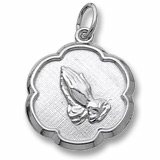 Sterling Silver Praying Hands Scalloped Charm by Rembrandt Charms