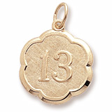 14K Gold Number Thirteen Scalloped Charm by Rembrandt Charms