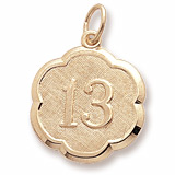 Gold Plate Number Thirteen Scalloped Charm by Rembrandt Charms