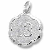 14K White Gold Number Thirteen Scalloped Charm by Rembrandt Charms
