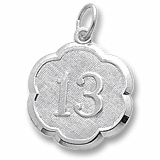 Sterling Silver Number Thirteen Scalloped Charm by Rembrandt Charms