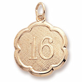 14K Gold Number Sixteen Scalloped Charm by Rembrandt Charms