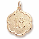 10K Gold Number Eighteen Scalloped Charm by Rembrandt Charms