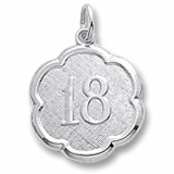 14K White Gold Number Eighteen Scalloped Charm by Rembrandt Charms