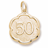 10K Gold Number Fifty Scalloped Charm by Rembrandt Charms