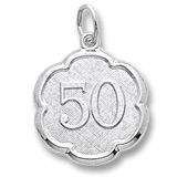14K White Gold Number Fifty Scalloped Charm by Rembrandt Charms