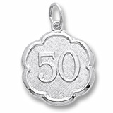 Sterling Silver Number Fifty Scalloped Charm by Rembrandt Charms