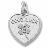 14K White Good Luck Heart Charm by Rembrandt Charms