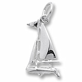 14K White Gold Small Sloop Sailboat Charm by Rembrandt Charms