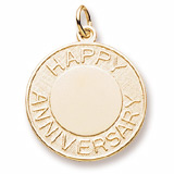 Gold Plated Happy Anniversary Disc Charm by Rembrandt Charms