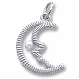 Sterling Silver Half Moon with Pearl Charm by Rembrandt Charms