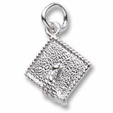 14k White Gold Graduation Cap Accent Charm by Rembrandt Charms