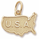 10K Gold USA Map Charm by Rembrandt Charms
