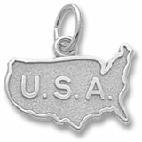 14K White Gold USA Map Charm by Rembrandt Charms