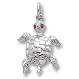 14K White Gold Turtle with Stones Charm by Rembrandt Charms