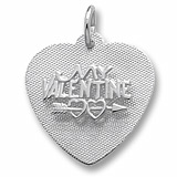 14K White Gold My Valentine Heart Charm by Rembrandt Charms