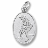 14K White Gold Female Softball Player Charm by Rembrandt Charms