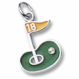 14K White Gold Golf Green 18th Hole Charm by Rembrandt Charms