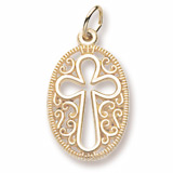 10K Gold Filigree Oval Cross Charm by Rembrandt Charms