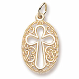 14K Gold Filigree Oval Cross Charm by Rembrandt Charms
