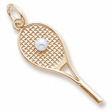 Gold Plated Tennis Racquet & pearl by Rembrandt Charms