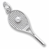 14k White Gold Tennis Racquet & pearl by Rembrandt Charms
