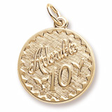 Gold Plate Adorable 10 Birthday Charm by Rembrandt Charms