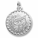 14k White Gold Happy 11 Birthday Charm by Rembrandt Charms
