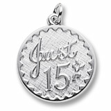 14k White Gold Just 15 Birthday Charm by Rembrandt Charms