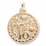 Gold Plated Sweet Sixteen Disc Charm by Rembrandt Charms