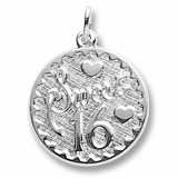 14k White Gold Sweet Sixteen Disc Charm by Rembrandt Charms