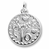 Sterling Silver Sweet Sixteen Disc Charm by Rembrandt Charms