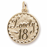 14k Gold Lovely 18 Birthday Charm by Rembrandt Charms