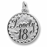 14k White Gold Lovely 18 Birthday Charm by Rembrandt Charms