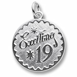 14k White Gold Exciting 19 Birthday Charm by Rembrandt Charms