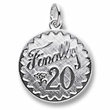Sterling Silver Finally 20 Birthday Charm by Rembrandt Charms