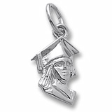 14K White Gold Female Graduate Accent Charm by Rembrandt Charms