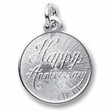 14K White Gold Happy Anniversary Disc by Rembrandt Charms