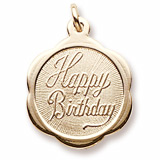 Gold Plate Happy Birthday Scalloped Charm by Rembrandt Charms